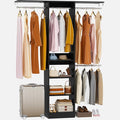 48" Small Closet Organizer, 4FT Small Closet System with 4 Closet Rods & 3 Shelves, 80"H Small Closet Organizers and Storage for Small Bedooms, Cloakrooms, Laundry Rooms, Black