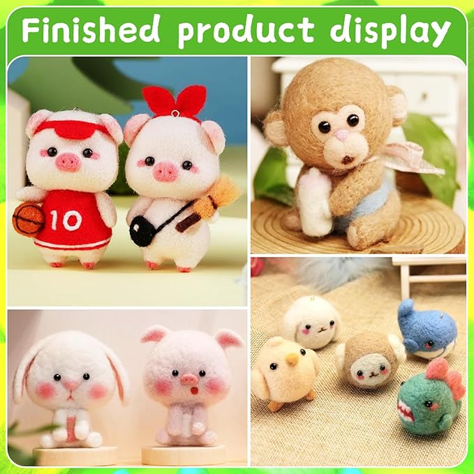 Mayboos Needle Felting Kit, 24 Colors Wool Roving Set, Needle Felting Kit with Felting Tool and Foam Mat Needle Felting Supplies for Beginner DIY Arts and Craft