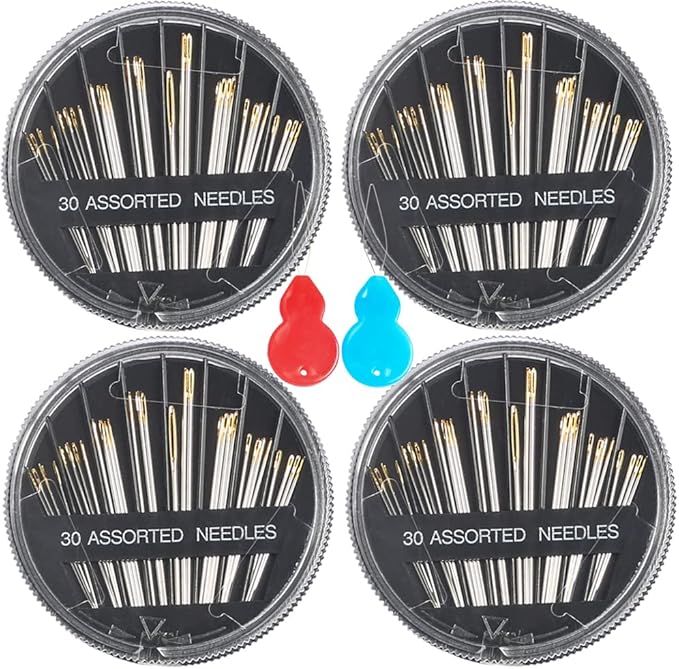 Eketirry Premium Hand Sewing Needles, 2 Pack 30-Count Assorted Needles for Sewing Repair, 6 Different Sizes Sewing Needles with 2 Threaders (Black,2)