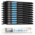 10Pack 6 inch Reciprocating Saw Blades Set,6TPI High Carbon Saw Blades, Woodcutting Saw Blades with Organizer Case (10, 6TPI/150mm)