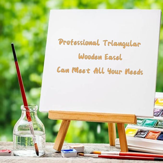 4Pack 9 Inch Pine Wood Easels, Easel Stand for Painting Canvases, Art, and Crafts, Tripod, Painting Party Easel, Kids Student Tabletop Easels for Painting, Portable Canvas Photo Picture Sign Holder