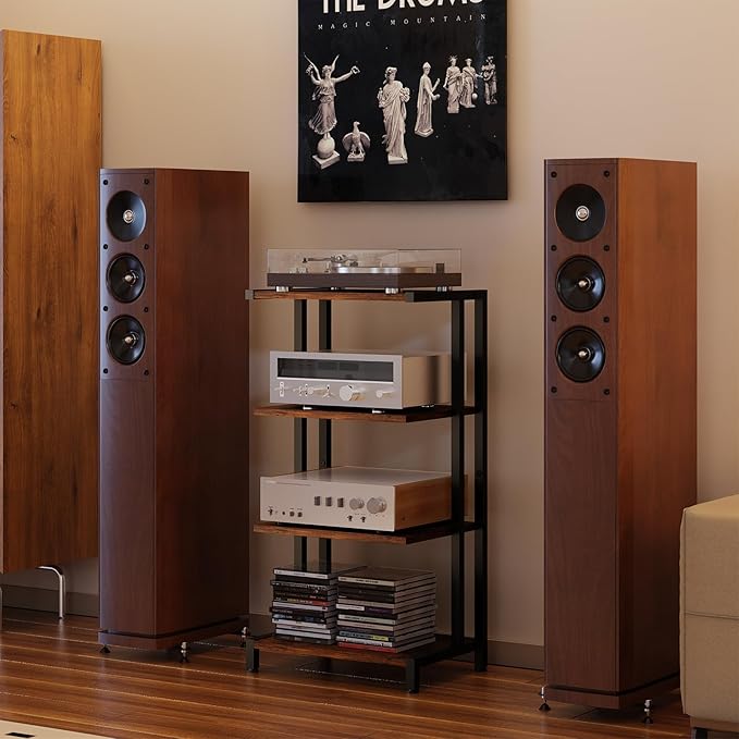 X-cosrack 4-Tier AV Media Stand Corner Shelf Wooden Corner Shelves Component Cabinet Stereo Audio Rack Stand Tower Perfect for DVD Players:Game Console:TV Box:Cable Box:WiFi Router