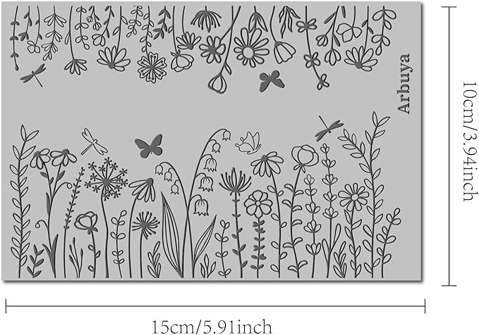Arbuya Polymer Clay Wildflowers Dandelion Texture Sheets for Earrings Jewelry Making, Clay Flowers Texture Mats for Polymer Clay Projects Floral Stamps for Clay Earrings Tools