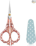 BIHRTC Little Embroidery Scissors 4.5Inch with Artificial Leather Cover Stainless Steel Sharp Straight Tip Scissors for Needlework Artwork Purpose Detail Thread Craft Household DIY Art Work