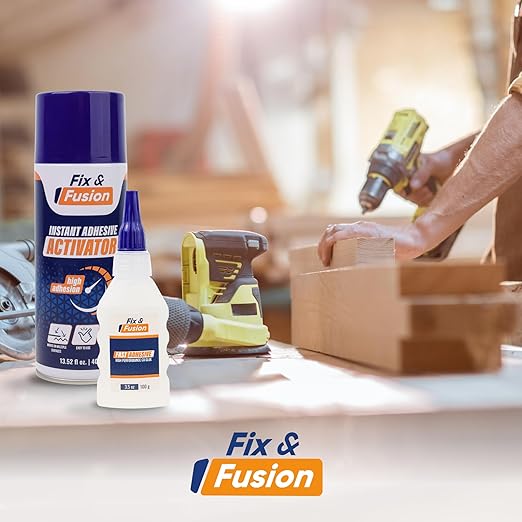 FIX & FUSION Activator Spray (3.38 Fl Oz), Instant Cure Accelerator for Cyanoacrylate (CA) Super Glue for Wood, Plastic, Rubber, Granite, and DIY & Professional, Accelerates Bonding Strength, (6 Pack)