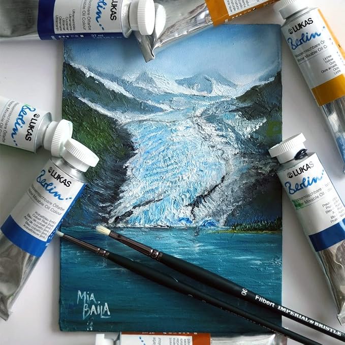 Lukas Water Mixable Oil Paint - Eco-Friendly, 37ml Greens Set of 5, Solvent-Free Artist Oil Paint with Lightfast Pigments and Beeswax for Smooth Consistency, Water Soluble, Quick-Drying