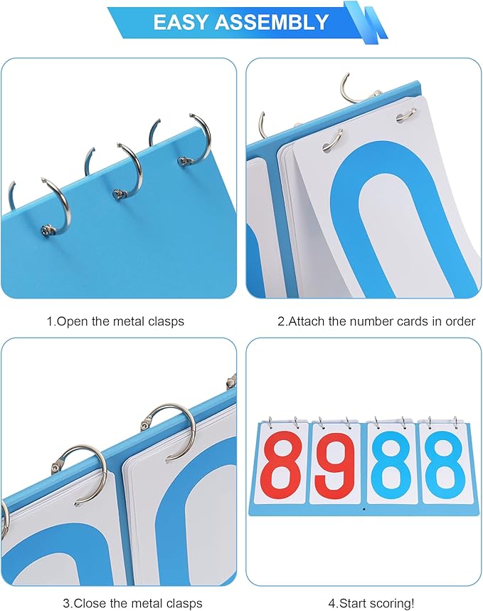 Scoreboard Score Keeper Flip Flipper, Waterproof Plastic Cards, Premium Manual Score Board for Cornhole, Basketball, Volleyball, Table Tennis and Multi-Sport Games