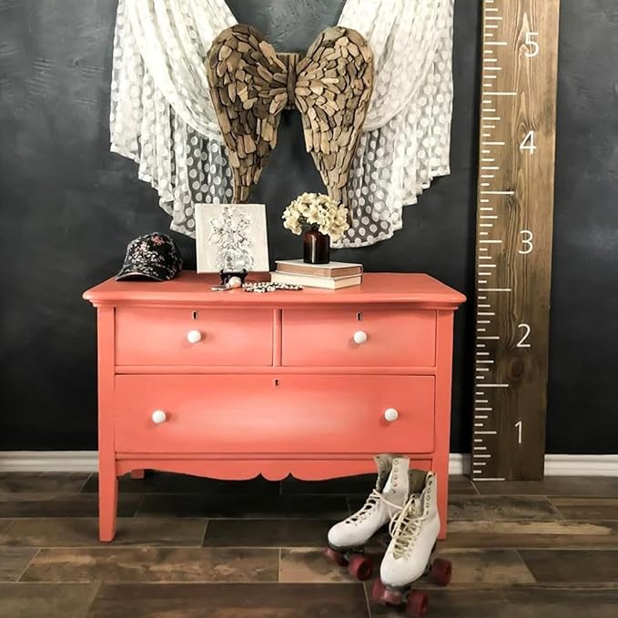 Dixie Belle Paint Company Chalk Finish Furniture Paint - Flamingo (4oz) - Matte Bright Coral Chic Chalk Mineral DIY Furniture Paint
