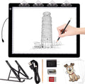 A3 Light Pad with Foldable Stand, UL Certified Adapter, 8000 Lux Super Bright Ultra Thin Pad for Cricut Weeding Vinyl, Artist Drawing Light Box/Board/Table for Tracing, Sketching - Black