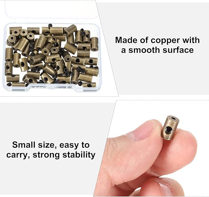 MECCANIXITY 50 Pcs Metal Locking Pin Backs, Locking Pin Keepers Clasp 9mm(H) with 4 Wrench Replacement in Storage Case for Badge, Brooch, Copper Tone