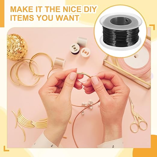 uxcell 18 Gauge / 1mm Anodized Aluminum Wire for Jewelry Craft Making, 102 Feet Bendable Flexible Wire for DIY Home Decor Gardening Sculpture, Black