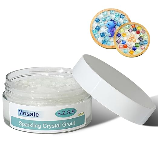 Mosaic Crystal Grout for Tiles Crafts–Handmade Mosaic Crystal Sealant & Translucent Grout for Handmade Decorate Tessellated Coasters ，No Need to add Water，Perfect for DIY Craft Projects（5oz）