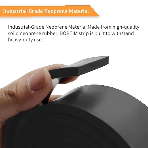 DOBTIM Neoprene Rubber Strips 1/4 (.250)" Thick X 2" Wide X 10' Long, Solid Rubber Rolls Use for Gaskets DIY Material, Supports, Leveling, Sealing, Bumpers, Protection, Abrasion, Flooring, Black