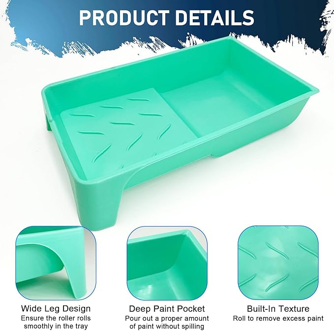 4 Inch Paint Tray, 15 Pack Plastic Paint Roller Tray, Heavy Duty Disposable Paint Pan, Sturdy Home Painting Supplies & Tools for Paint Rollers & Roller Brushes
