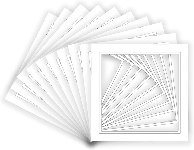 20x20 Mat for 12x12 Photo - Precut White on White Double Mat Picture Matboard for Frames Measuring 20 x 20 Inches - Bevel Cut Matte to Display Art Measuring 12 x 12 Inches - Acid Free ONE MAT