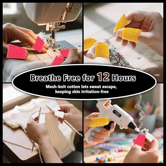 6 Pack Thimble Tape for Hand Sewing,1.6CM*15M Thimbles for Hand Sewing,Soft & Breathable Cotton Gauze Sewing Finger Protector for Embroidery, Needlework, Needlepoint,Knitting(Multicolor)