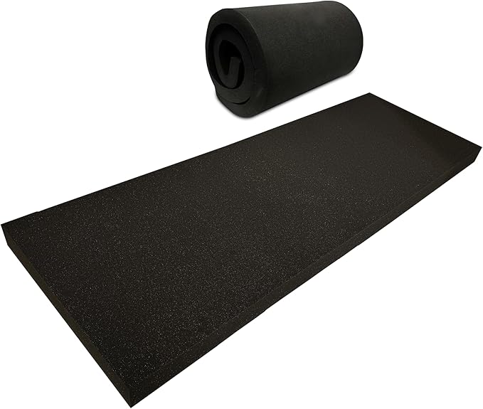 QOMFY 4" Height x 12" Width x 48" Length Charcoal Upholstery Foam Sheet | Made in USA | Multi-Purpose Foam for Upholstery, DIY, Packaging & Acoustic Projects