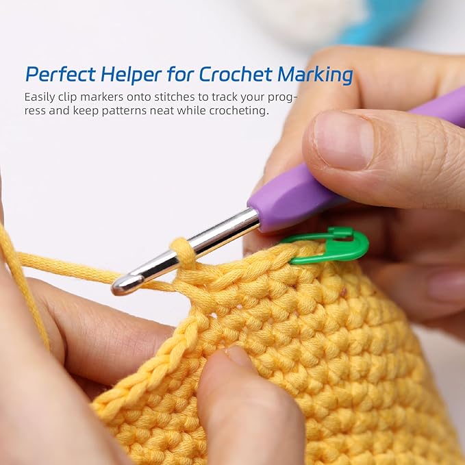 200PCS Crochet Stitch Markers with 12 Needles by Flickzo – Locking Stitch Markers with Clear Case, Colorful Plastic Safety Pins for Knitting & Crochet Accessories Supplies