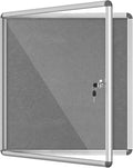 28"x26" Enclosed Bulletin Board, Lockable Weather-Resistant Aluminum Cork Noticeboard for School & Office, Silver Frame w/Grey Flet
