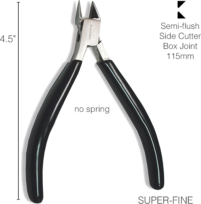 The Beadsmith Side Cutter – Extra Fine Tips – 4.5 inches (114mm) – PVC Grip Handle with Double Leaf Springs – Jewelry Making Tool for Creating Bracelets, Earrings and Necklaces