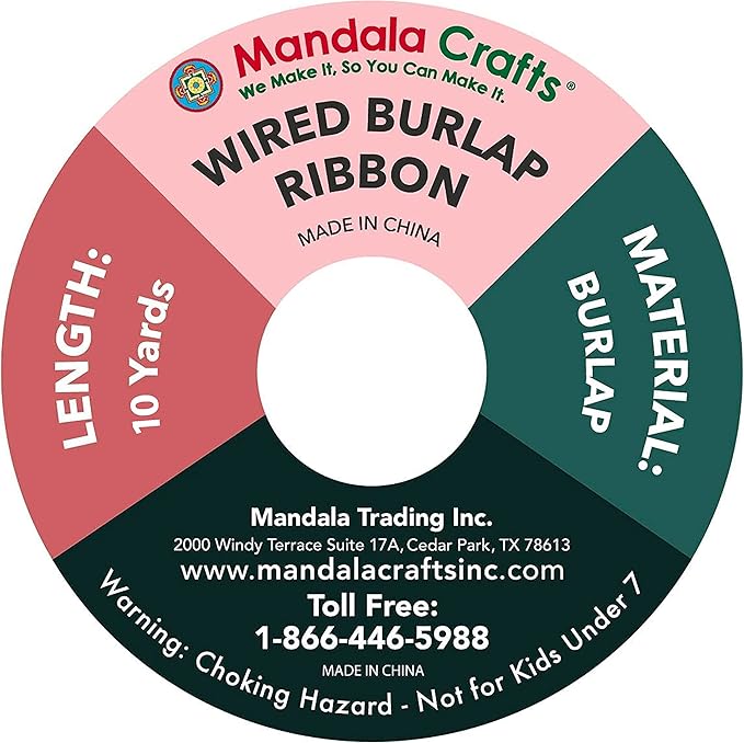 Mandala Crafts Orange Burlap Wired Ribbon 1.5 Inches Wide Jute Ribbons for Crafts - 10 Yds Roll Rustic Burlap Wrap Trim Ribbons for Wreaths Bows Party Decoration