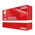 Trotec TroLase | 12"x24"x1/32", 4 Pcs | Red/White | 2 Ply | Modified Acrylic | Laser Engraving Double Color Plastic Sheet | Engraving Blanks for Laser, Saw, Guillotine | Made in USA