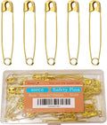 60PCS Safety Pins, 3 inch Large Safety Pins, Rust-Resistant Nickel Plated Steel, Sharp Edge Safety Pin for Clothes, Sewing, Arts & Craft, 75mm Decorative SafetyPins (Gold)