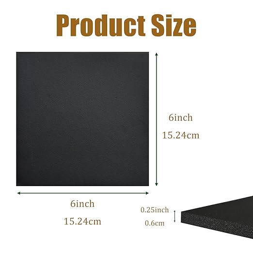 4 Pieces Adhesive Foam Padding 1/4 in Thick X 6 in X 6 in, Anti Vibration Pads, Closed Cell Foam Pads for Anti-Slip, Shock Absorption