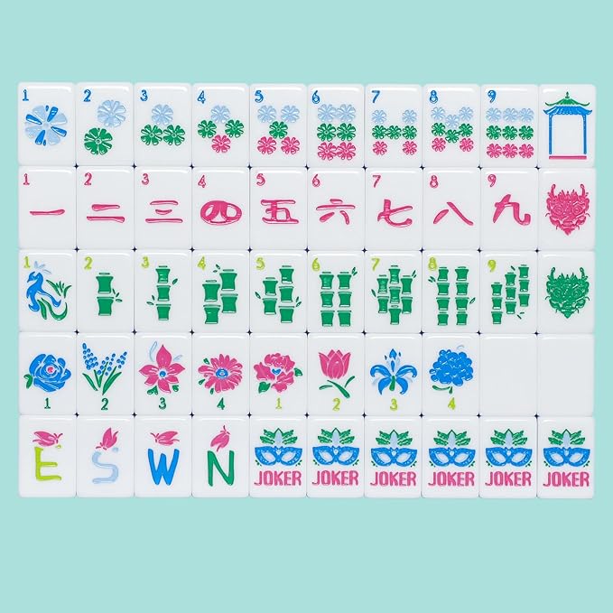 American Mahjong Tile Set with160 Acrylic 4 Layer Engraved Mahjong Tiles, Mahjong Tiles Bag and Accessories