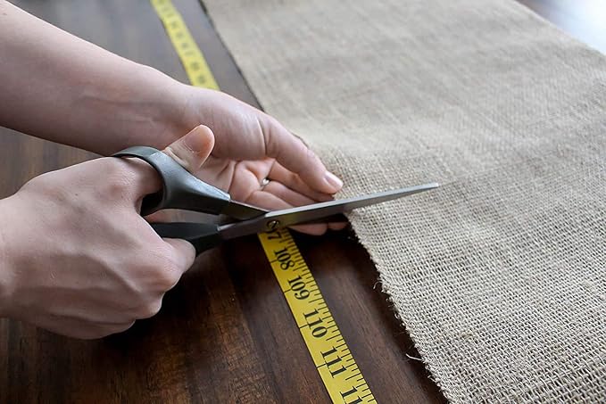 14" x 10yd NO-FRAY Burlap Roll ~ 3 - 5 Table Runners ~ Natural Long Fabric with Finished Edges. Perfect for Weddings, Placemats, Crafts. Decorate Without The Mess!
