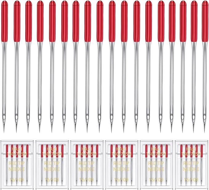 HONEYSEW 30 Pieces Sewing Machine Needles HAX1 130/705H Universal Regular Point Flat Shank Sewing Needle Compatible with Singer, Brother,Janome,Pfaff and Other Brand (Red Size 16-30PCS)