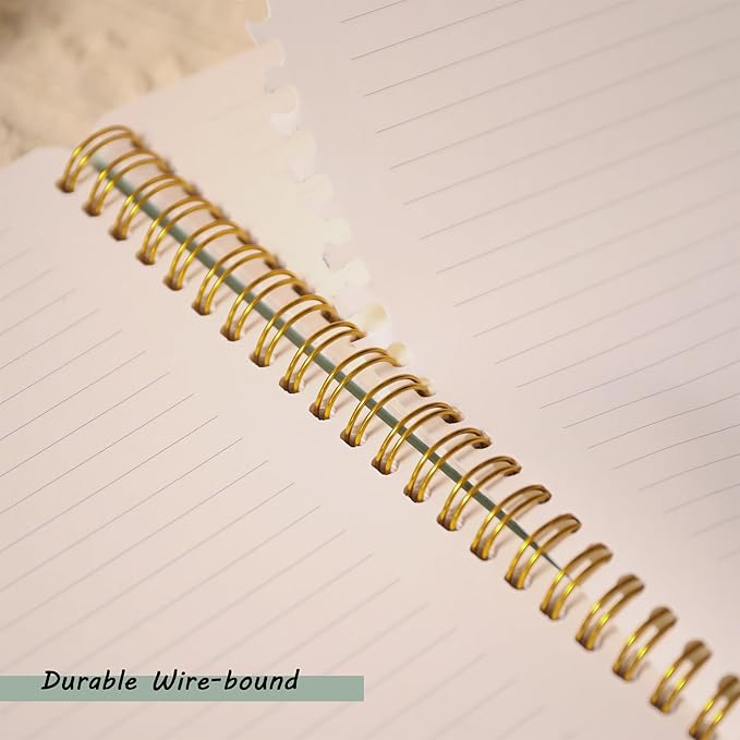 Spiral Notebook for Women, Durable A5 Leather Hardcover Notebooks, 140 Lined Pages, Cute Notebooks for Perfect Supplies at School, 8.3 x 6.2 in