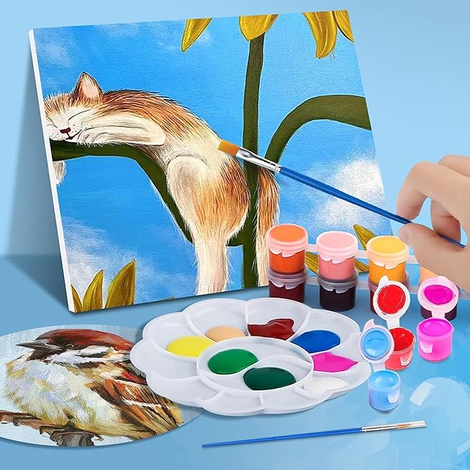 280 Pcs Mini Acrylic Paint Set for Kids, 12 Colors Washable Acrylic Paints Strip for Kids&Adults Craft Kit, with Mini Painting Container for Easter Eggs Art Craft Easter Gifts Party Birthday