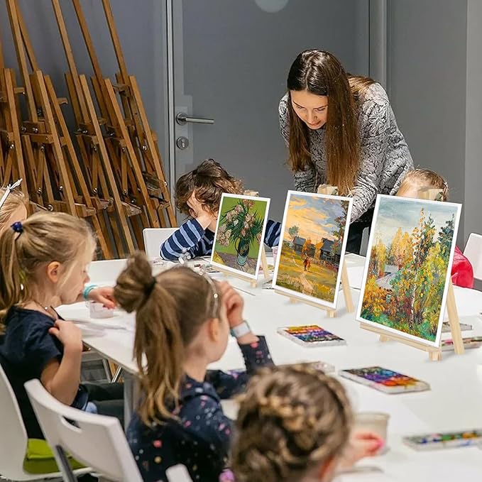 Mini Easels 6 Pack, Small Easels for Painting 24cm/9 Inch, Folding Design, Small Easel with 6 Palettes and 30 Brushes, Suitable for Outdoor Painting Party