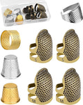ZMAAGG Thimbles for Hand Sewing, 8 PCS Sewing Thimble Kit, Metal Finger Protectors, Thimble Ring for Hand Quilting and Embroidery