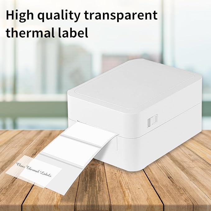 1.25" x 2.25" Transparent Thermal Label Stickers,Waterproof Thermal Printer Sticker Labels for Gift Wrapping, Self-Adhesive Name Price Tag DIY Custom Logo Design (500 pcs,Clear)