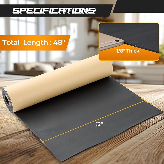 NATGAI Sponge Neoprene with Adhesive Foam Rubber Sheet 1/8” Thick X 12” Wide X 48” Long, Cut to Multiple Dimensions and Lengths - DIY, Gaskets, Cosplay, Costume, Crafts