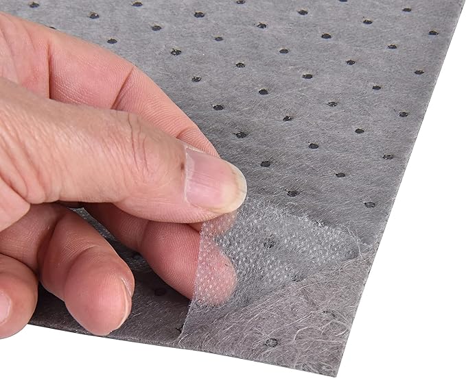 PONO Premium Polypropylene 150' L x 15" W Absorbent Mat Roll Gray Heavy Weight Oil Absorbing Mats Universal Oil for Absorbing Oils, Water, Solvents, Coolants and More
