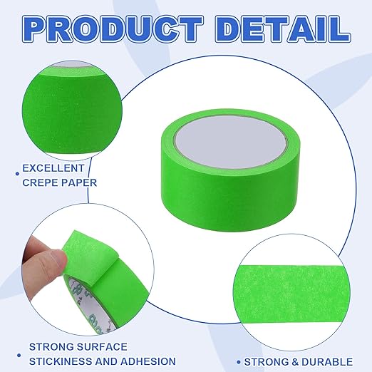 MECCANIXITY Masking Tape 1.8 Inch x 21 Yard Painter's Tape Green Paint Tapes for DIY Crafts Arts Drawing Decoration Labeling Car Painting Artist Teachers, Pack of 6
