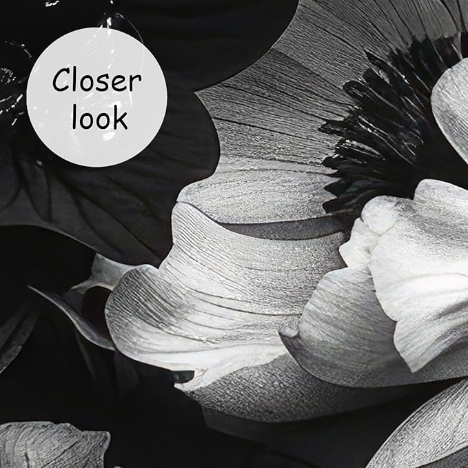 AFZEVEB-Black Peony Floral Wallpaper Vintage Large Flower Wall murals for Bedroom 136"x96"(Not Peel and Stick)