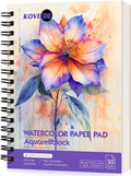 KOVIEDE 100% Cotton Watercolor Paper Pad - 30 Sheets 5.5"x8.5" Spiral Bound, 140lb/300gsm Cold Press Watercolor Sketchbook, Artist Quality Art Journal Supplies for Adults, Kids & Beginners, Purple