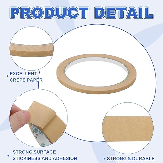 MECCANIXITY Masking Tape 0.2 Inch x 21 Yard Painter's Tape Brown Paint Tapes for DIY Crafts Arts Drawing Decoration Labeling Car Painting Artist Teachers, Pack of 6
