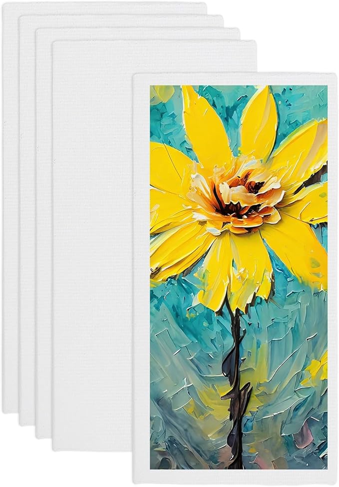 MECCANIXITY Canvas Boards for Painting, 8x16 Cotton Blank Primed Art Canvas Panels Acid-Free for Painting Supplies Oil Acrylic Tempera Watercolor Pouring Paint Artists(White, Pack of 5)