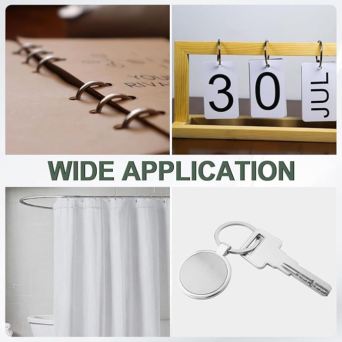 PATIKIL 3" x 3.2" Loose Leaf Binder Rings, 30 Pcs Metal Book Rings Nickel Keychain Ring for Paper Index Cards Flash Card Notebook Rings Office Home Book Binder, Silver Tone