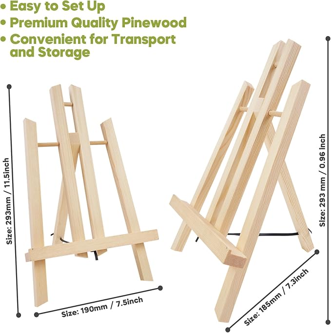 CONDA Tabletop Easel, Portable A-Frame Tripod Tabletop Easel Set for Painting Party & Displaying Canvases, Photos, Display Tripod Holder Stand for Students Kids Beginners（16 Pack 11.8 inch）