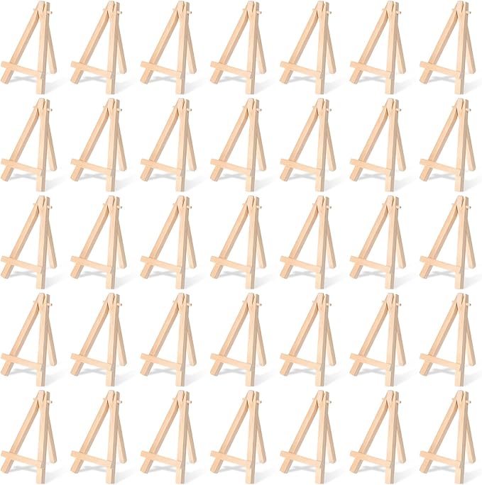100 Pcs Mini Wood Display Easel Stands 5 Inch Small Wooden Canvas Easels A-Shaped Tripod Small Easels Arts Crafts Easels for Small Canvas Holder, Crafts, Signs, Photos, DIY Crafts, Home Decoration