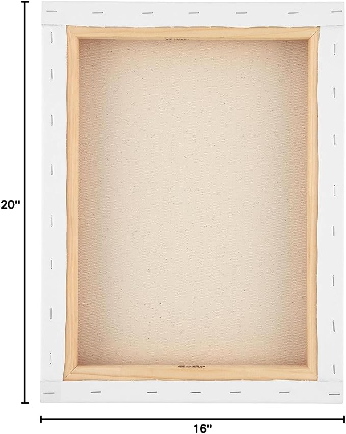 SoHo Urban Artist, 16x20 Heavyweight Stretched Cotton Canvas for Painting - 1.5" Deep- 3 Pack, Triple Primed, 100% Cotton Canvas, Archival, Universal Primed for Oil, Acrylic, Alkyd, Mixed Media