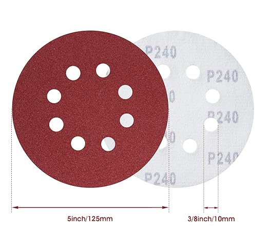 S SATC 150PCS 5 Inch 8 Holes Dustless Hook and Loop Sanding Discs, 240 Grit Sandpaper for Random Orbital Sander