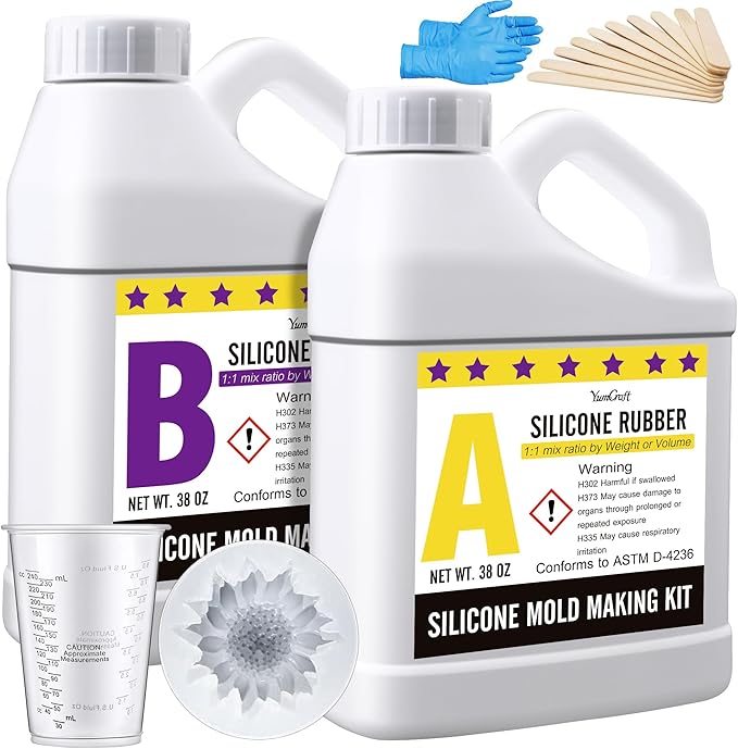 Silicone Mold Making Kit - 76oz Elastic Liquid Silicone Rubber for Making Silicone Mold, Casting - Fast Cured Translucent 18A Molding Silicone for DIY Resin Molds, Candle Molds, Soap Mold, Crafts