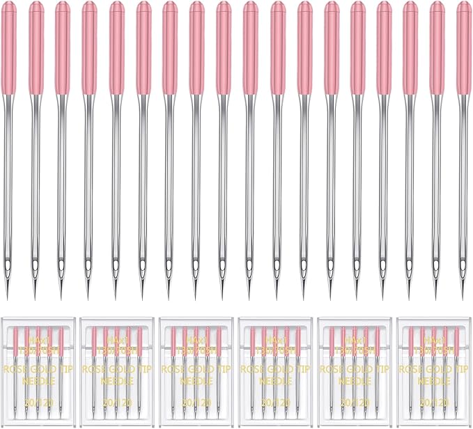 HONEYSEW 30 Pieces Sewing Machine Needles HAX1 130/705H Universal Regular Point Flat Shank Sewing Needle Compatible with Singer, Brother,Janome,Pfaff and Other Brand (Rose Gold Size 20-30PCS)